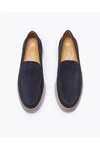 Mocassin Tod's Gomma Rafia blue marine rubber and rope sole