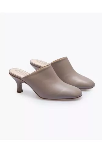 Mule Tod's "Sabot" taupe bout fermé talon 65