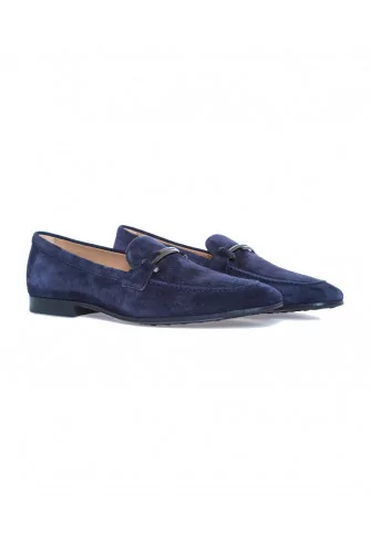 Mocassin Tod's "Doppia T" daim bleu marine pour homme