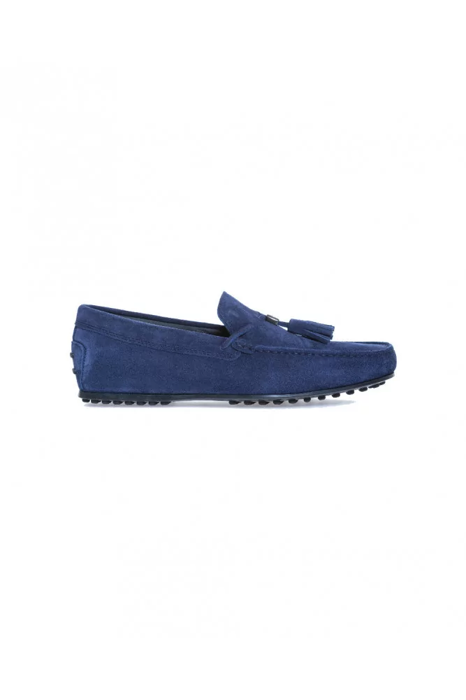 Mocassin Tod's "City" croûte bleu marine avec pompons pour homme