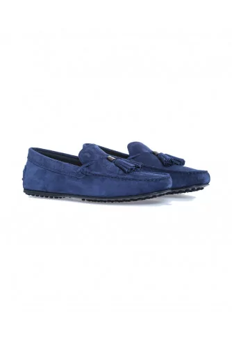 Mocassin Tod's "City" croûte bleu marine avec pompons pour homme