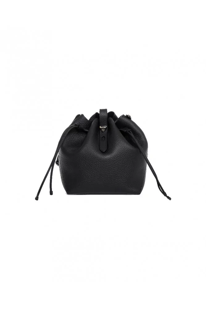 Secchiello Iconic Restyling - Sac seau en cuir avec longue bandoulière - noir
