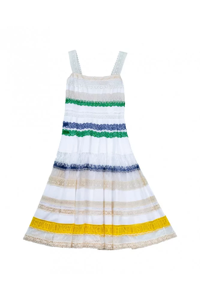 Multicolored strapped dress with lace parts Stella Jean for women