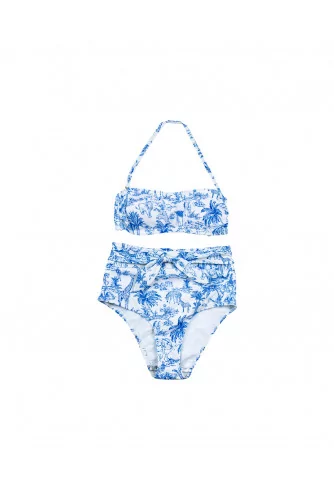 Maillot de bain Tory Burch 2 pièces ivoire-ciel pour femme