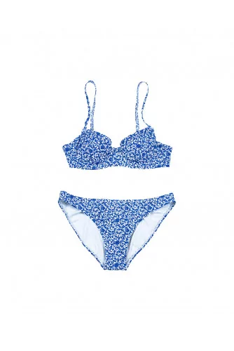 Ivory two-pieces swimsuit with blue print "Push Up" Tory Burch for women