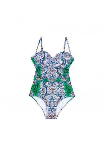 Maillot de bain une pièce Tory Burch bleu et vert