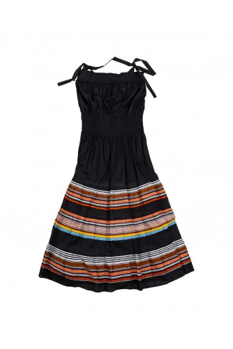 Robe à bretelles Tory Burch noir et multicolor