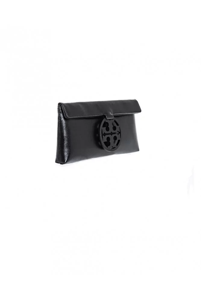 Miller Clutch of Tory Burch - Small black pouch with cut out logo for women
