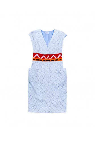 White dress with orange/red belt Stella Jean for women