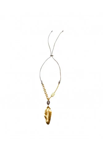 Golden necklace with leaf and pearls Marni for women