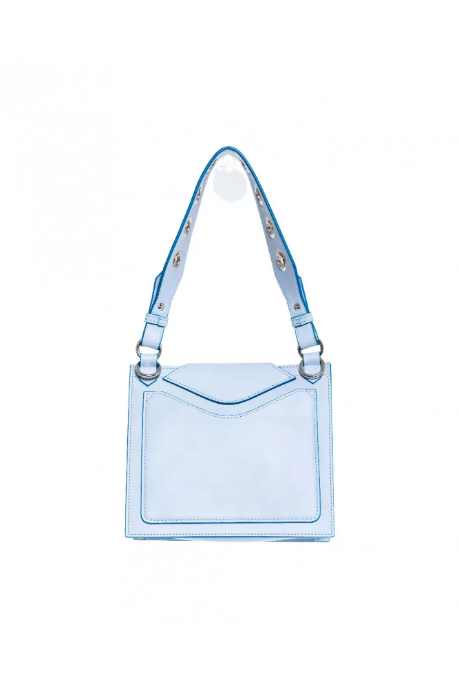 Sac Elena Ghisellini bleu clair rabat circulaire anse et bandoulière Sac Elena Ghisellini bleu clair rabat circulaire anse et bandoulière