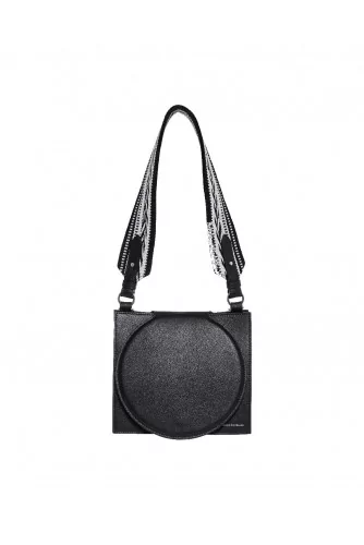 Rigid black bag Elena Ghisellini with round flap for women