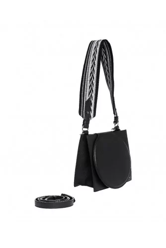 Rigid black bag Elena Ghisellini with round flap for women