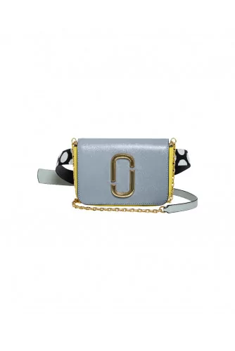Hip Shot - Rectangular leather belt bag with golden logo
