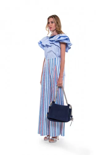 Loose fit blue/red/white striped trousers Stella Jean for women