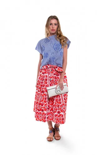 Red and white skirt of Stella Jean for women