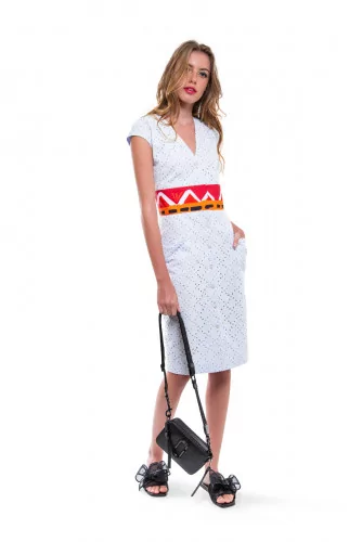 White dress with orange/red belt Stella Jean for women