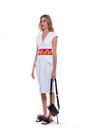 White dress with orange/red belt Stella Jean for women