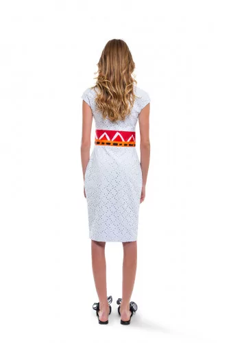 White dress with orange/red belt Stella Jean for women