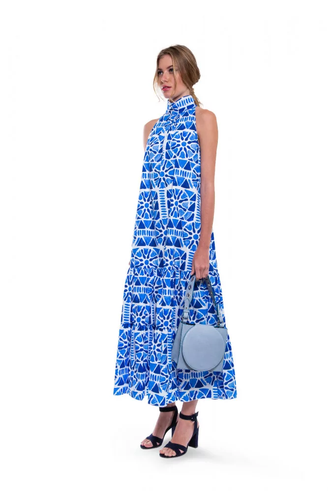 Sac Elena Ghisellini bleu clair rabat circulaire anse et bandoulière Sac Elena Ghisellini bleu clair rabat circulaire anse et bandoulière
