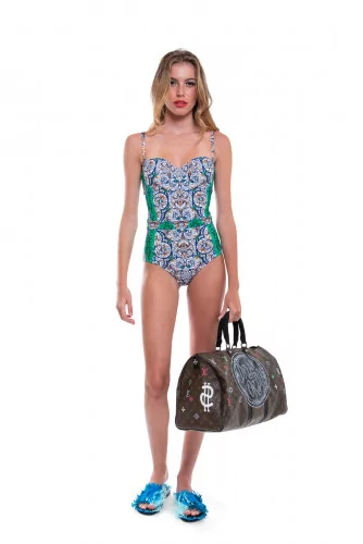 Maillot de bain une pièce Tory Burch bleu et vert