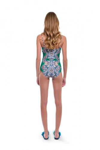 Maillot de bain une pièce Tory Burch bleu et vert