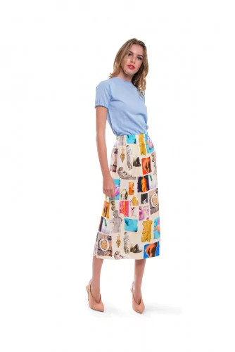 White skirt with colorful prints "Venus" Marni for women