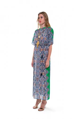 Blue/green dress Tory Burch "Grand voyage" with decorative print for women