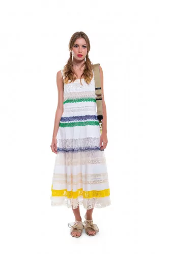 Multicolored strapped dress with lace parts Tory Burch for women