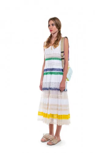 Multicolored strapped dress with lace parts Tory Burch for women