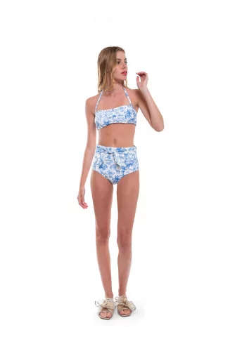 Maillot de bain Tory Burch 2 pièces ivoire-ciel pour femme