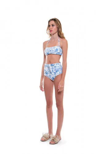 Maillot de bain Tory Burch 2 pièces ivoire-ciel pour femme