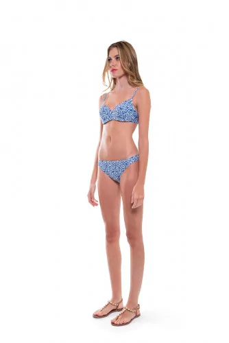 Ivory two-pieces swimsuit with blue print "Push Up" Tory Burch for women