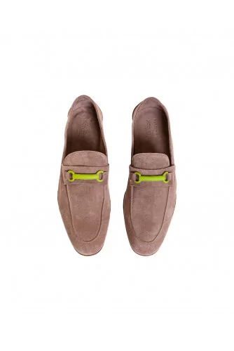Split leather moccasins with rubber bit