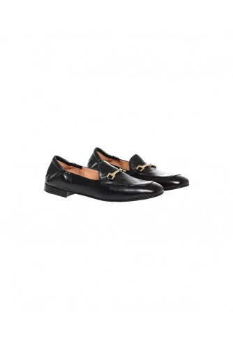 Black moccasins with golden metallic bit Jacques Loup for women