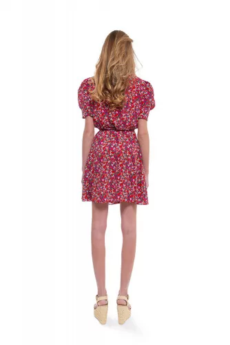 Short red dress with multicolor print "Léa" Saloni for women