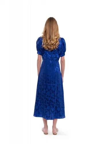 Long indigo blue silk dress "Léa" Saloni for women