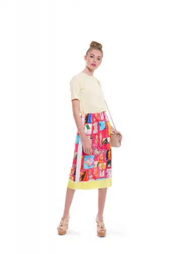 Dark pink skirt with colorful prints "Venus" Marni for women