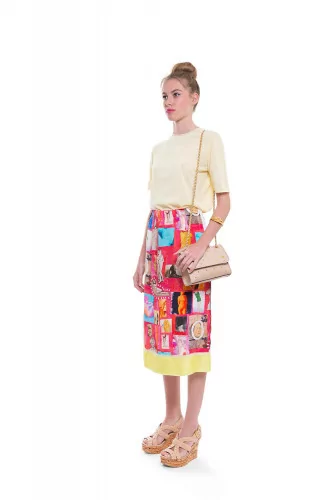 Dark pink skirt with colorful prints "Venus" Marni for women