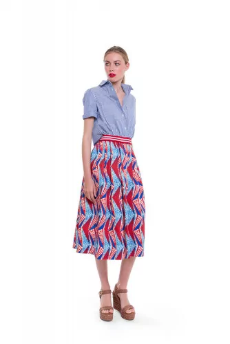 Robe chemisier Stella Jean bleu, blanc, rouge et bleu