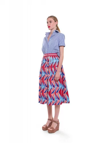 Robe chemisier Stella Jean bleu, blanc, rouge et bleu