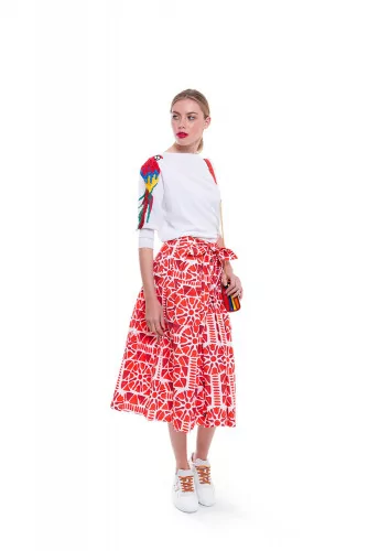 Red and white skirt of Stella Jean for women