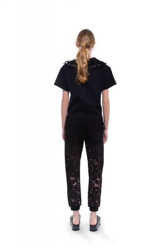 Slim black sweatpants with lace Mihara Yasuhiro for women