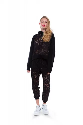 Black sweatshirt with lace Mihara Yasuhiro for women