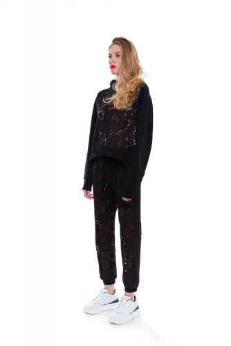 Black sweatshirt with lace Mihara Yasuhiro for women