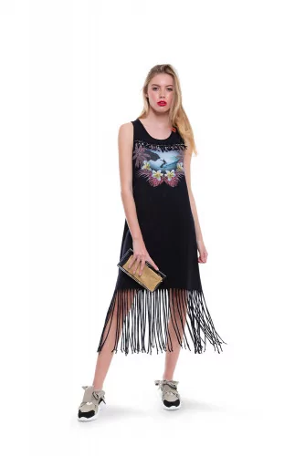 Tank dress with fringes and design
