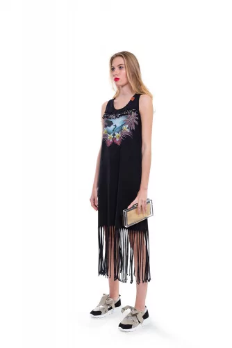 Tank dress with fringes and design