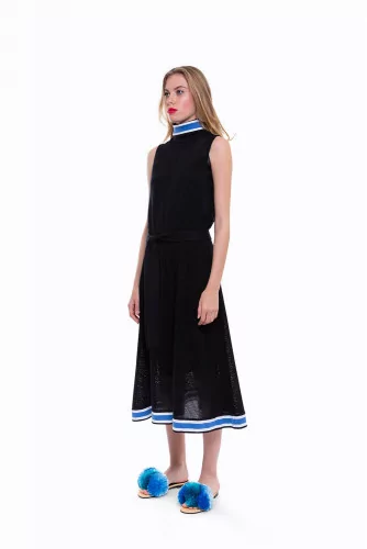 Reversible cotton dress with small collar