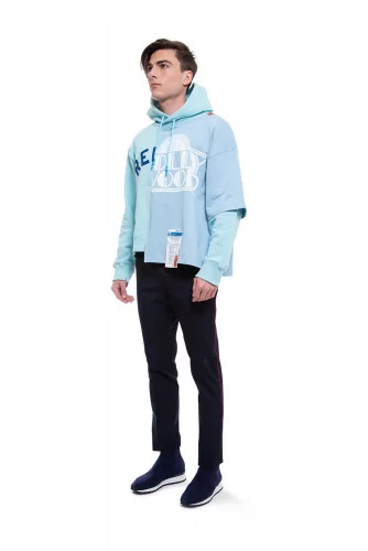 Light blue sweatshirt with hood Mihara Yasuhiro for men