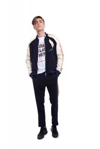 Navy blue and beige jacket and sweat pants Mihara Yasuhiro for men